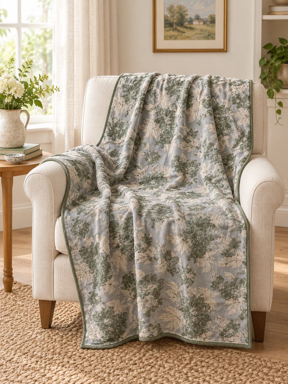 Vintage Target Waverly Garden Room Floral Chenille Throw Blanket 40x60